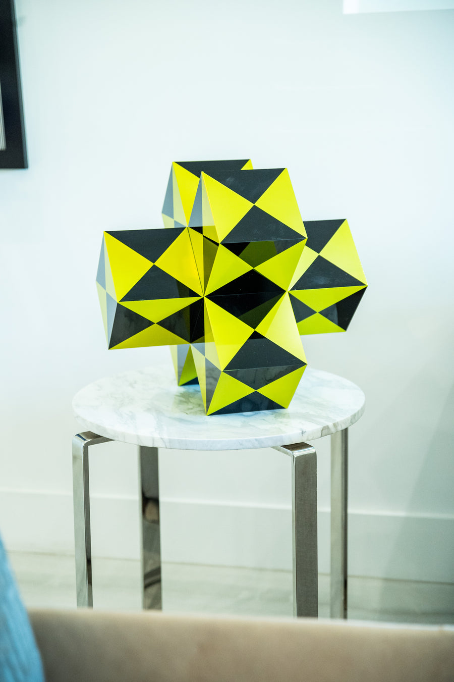 Cube Sculpture | Black and Yellow