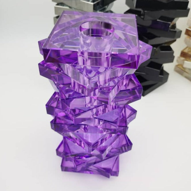 Crystal Jenga Vase - Purple